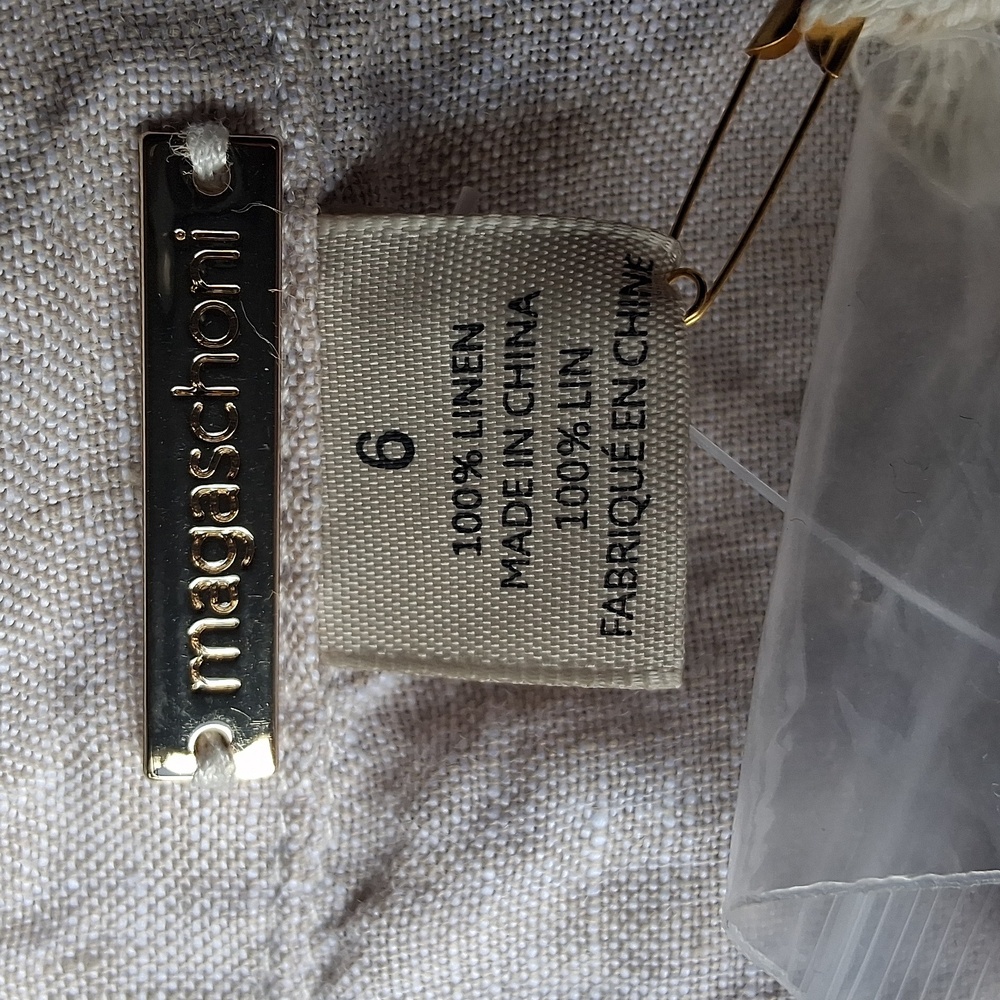 Magaschoni 100% Linen Elegant Cream Wrap Dress Size 6 - Picture 10 of 13